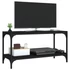 Kép 4/9 - Fekete szerelt fa és acél TV-szekrény 80 x 33 x 41 cm