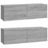 Kép 2/9 - 2 db szürke -tölgyszín szerelt fa fali TV-szekrény 100x30x30 cm