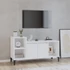 Kép 1/11 - Fehér magasfényű szerelt fa TV-szekrény 100x35x55 cm