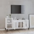Kép 3/11 - Fehér magasfényű szerelt fa TV-szekrény 100x35x55 cm