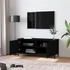Kép 3/10 - Fekete szerelt fa TV-szekrény ajtókkal 102x35x45 cm