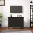 Kép 1/10 - Fekete szerelt fa TV-szekrény ajtókkal 60x35x45 cm