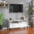 Kép 1/10 - Magasfényű fehér szerelt fa TV-szekrény 100 x 34,5 x 44,5 cm