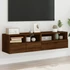 Kép 1/11 - 2 db barna tölgyszínű szerelt fa fali TV-szekrény 60x30x30 cm
