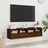 Kép 3/11 - 2 db barna tölgyszínű szerelt fa fali TV-szekrény 60x30x30 cm