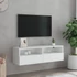 Kép 3/11 - Fehér szerelt fa fali TV-szekrény 100 x 30 x 30 cm
