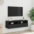 Kép 3/11 - Fekete szerelt fa fali TV-szekrény 100 x 30 x 30 cm
