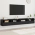 Kép 1/11 - 2 db fekete szerelt fa fali TV-szekrény 100 x 30 x 30 cm