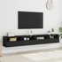 Kép 3/11 - 2 db fekete szerelt fa fali TV-szekrény 100 x 30 x 30 cm