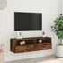 Kép 3/11 - Füstös tölgy színű szerelt fa fali TV-szekrény 100 x 30 x 30 cm