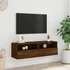 Kép 3/11 - Barna tölgyszínű szerelt fa fali TV-szekrény 100 x 30 x 30 cm