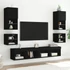 Kép 5/11 - 2 db fekete fali TV-szekrény LED-világítással 30 x 28,5 x 30 cm