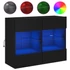 Kép 2/11 - Fekete fali TV-szekrény LED-világítással 78,5x30x60,5 cm