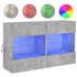 Kép 2/11 - Betonszürke falra szerelhető TV-szekrény LED-del 98,5x30x60,5cm