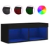 Kép 2/11 - Fekete TV-szekrény LED-világítással 80 x 30 x 30 cm