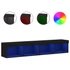 Kép 2/11 - 2 db fekete TV-szekrény LED-világítással 80x30x30 cm