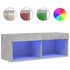 Kép 2/11 - Betonszürke TV-szekrény LED-világítással 80 x 30 x 30 cm
