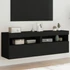 Kép 1/11 - 2 db fekete fali TV-szekrény LED-világítással 60x30x40 cm