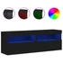 Kép 2/11 - 2 db fekete fali TV-szekrény LED-világítással 60x30x40 cm