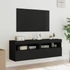 Kép 5/11 - 2 db fekete fali TV-szekrény LED-világítással 60x30x40 cm