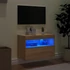 Kép 4/11 - Sonoma tölgy színű fali TV-szekrény LED-ekkel 60x30x40 cm