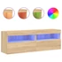 Kép 2/11 - 2 db sonoma tölgy színű fali TV-szekrény LED-del 60x30x40 cm