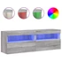Kép 2/11 - 2 db szürke sonoma fali TV-szekrény LED-ekkel 60x30x40 cm