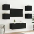 Kép 5/11 - 2 db fekete fali TV-szekrény LED-világítással 30,5x35x30 cm