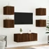 Kép 5/11 - 2 db barna tölgyszínű fali TV-szekrény LED-del 30,5x35x30 cm