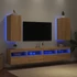 Kép 3/11 - 2 db sonoma tölgy színű fali TV-szekrény LED-del 30,5x35x70 cm