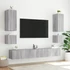 Kép 5/11 - 2 db szürke sonoma fali TV-szekrény LED-ekkel 40,5x35x40 cm