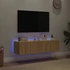 Kép 3/11 - 2 db sonoma tölgy színű fali TV-szekrény LED-del 60x35x31 cm