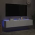 Kép 3/11 - 2 db fehér falra szerelhető TV-szekrény LED-del 60x35x31 cm