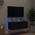 Kép 3/11 - Fekete fali TV-szekrény LED-világítással 80x35x31 cm