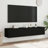 Kép 4/11 - 2 db fekete falra szerelhető TV-szekrény LED-del 80x35x31 cm