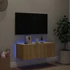 Kép 3/11 - Sonoma tölgy színű fali TV-szekrény LED-ekkel 80x35x31 cm