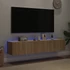 Kép 3/11 - 2 db sonoma tölgy színű fali TV-szekrény LED-del 80x35x31 cm
