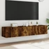 Kép 1/11 - 2 db füstös tölgy fali TV-szekrény LED-ekkel 80x35x31 cm