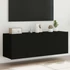 Kép 1/11 - 2 db fekete falra szerelhető TV-szekrény LED-del 60x35x41 cm