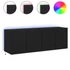 Kép 2/11 - 2 db fekete falra szerelhető TV-szekrény LED-del 60x35x41 cm