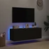Kép 4/11 - 2 db fekete falra szerelhető TV-szekrény LED-del 60x35x41 cm