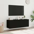 Kép 5/11 - 2 db fekete falra szerelhető TV-szekrény LED-del 60x35x41 cm