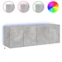 Kép 2/11 - 2 db betonszürke fali TV-szekrény LED-del 60x35x41 cm