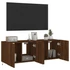 Kép 6/11 - 2 db barna tölgyszínű fali TV-szekrény LED-del 60x35x41 cm