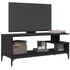 Kép 4/10 - Fekete szerelt fa/porszórt acél TV-szekrény 102 x 40 x 41 cm