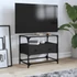 Kép 1/11 - Fekete szerelt fa TV-szekrény üveglappal 60 x 35 x 51 cm