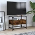 Kép 1/11 - Füstös tölgy szerelt fa TV-szekrény üveglappal 60 x 35 x 51 cm