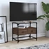 Kép 1/11 - Barna tölgy színű szerelt fa TV-szekrény üveglappal 60x35x51 cm