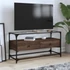 Kép 1/11 - Barna tölgy színű szerelt fa TV-szekrény üveglappal 98x35x51 cm