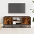 Kép 3/10 - Füstös tölgy színű szerelt fa és fém TV-szekrény 100x35x41 cm